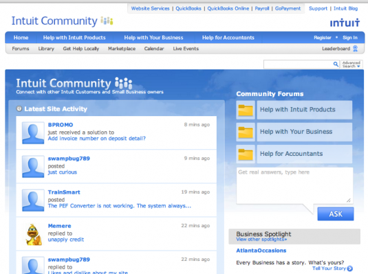 Intuit uses bulletin board format to answer community questions