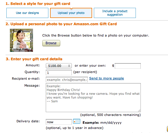 Screen Shot Amazon Customizable Gift Cards [神翻译]50个对电子商务零售商有价值的建议