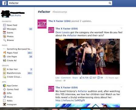 X-Factor Facebook screenshot