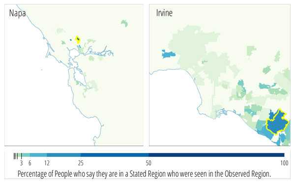 Geographic drift for Napa and Irvine, Ca