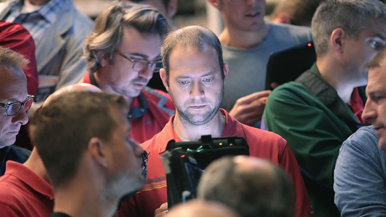 CHICAGO, IL - JUNE 23: Traders in the Standard & Poor's 500 stock index options pit at the Chicago Board Options Exchange (CBOE) monitor offers at the open of trading on June 23, 2016 in Chicago, Illinois. Stocks are rallying today as polls are showing Britain will vote to remain in the European Union, avoiding the economic uncertainty their departure is expected to cause. (Photo by Scott Olson/Getty Images)