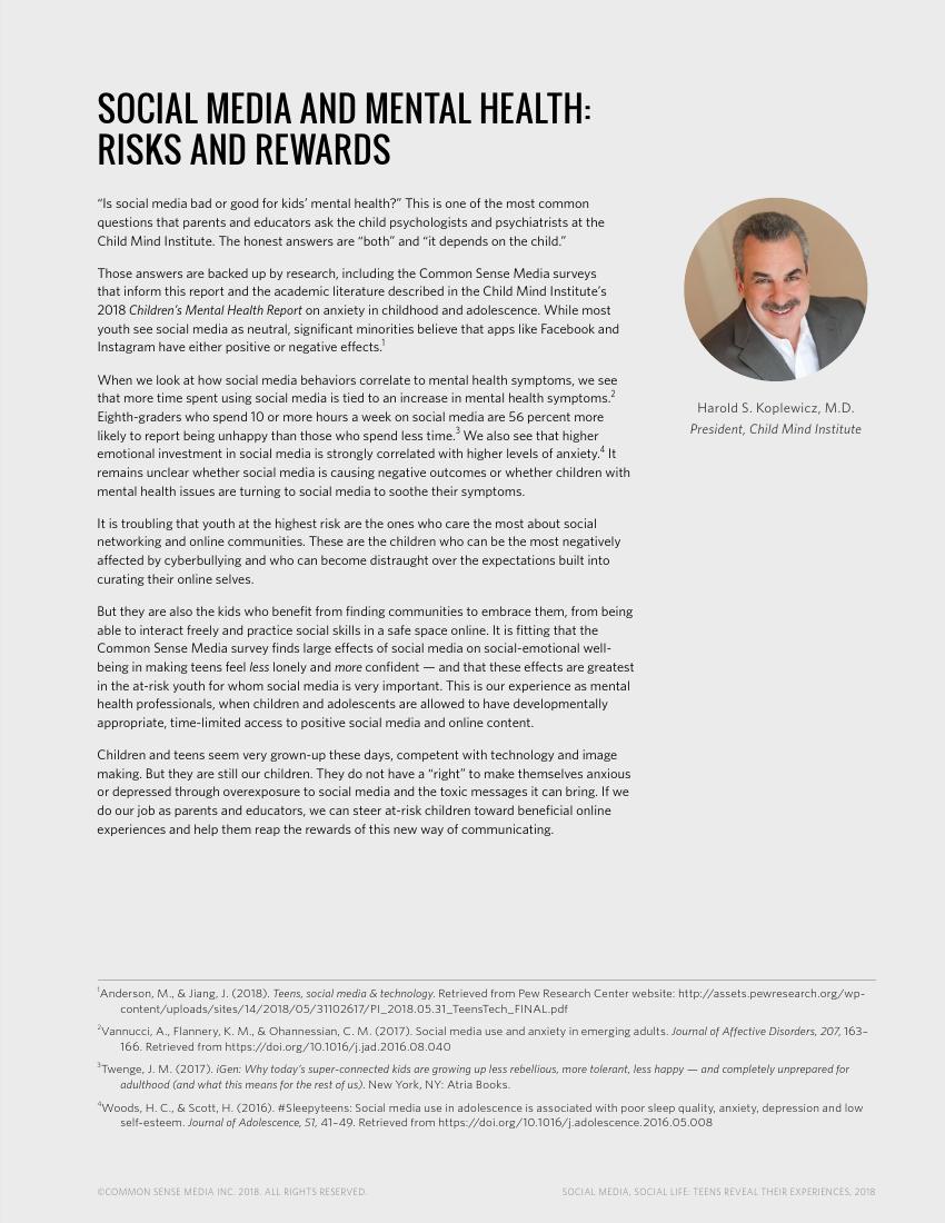 Common Sense:2018年美国社交媒体青少年用户研究报告