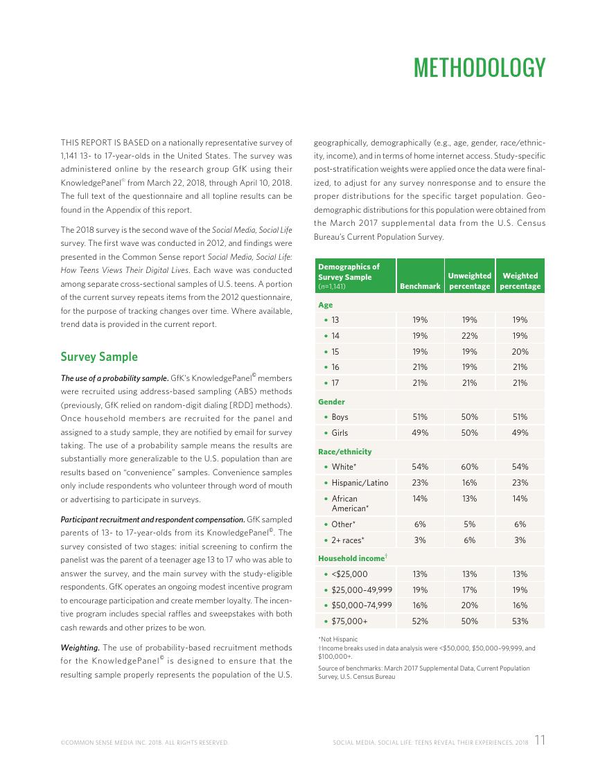 Common Sense:2018年美国社交媒体青少年用户研究报告