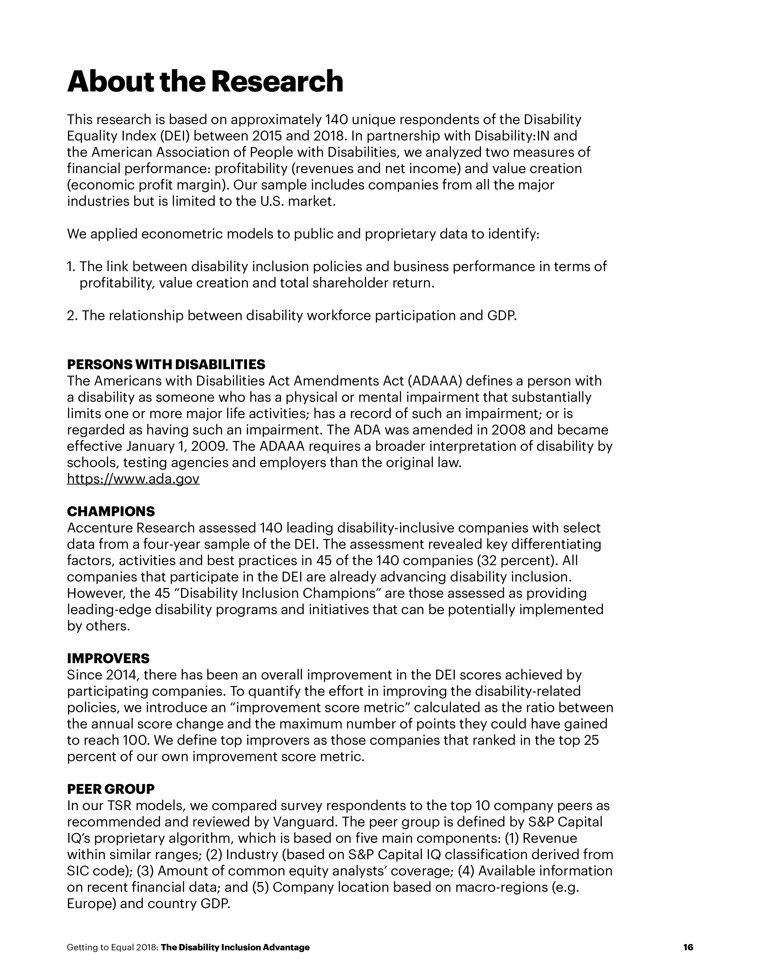 争取平等：残疾人融合优势报告