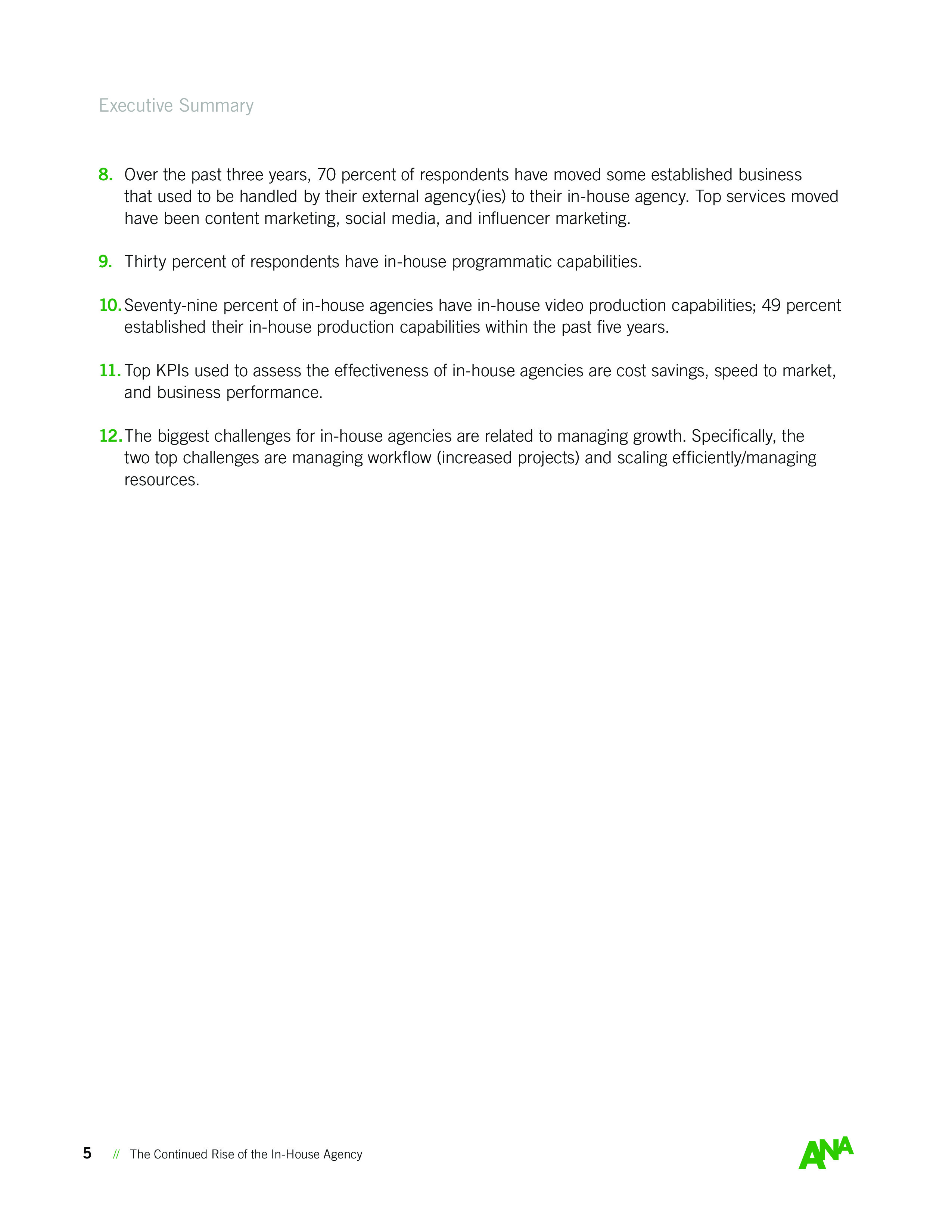 ANA:内部机构持续崛起