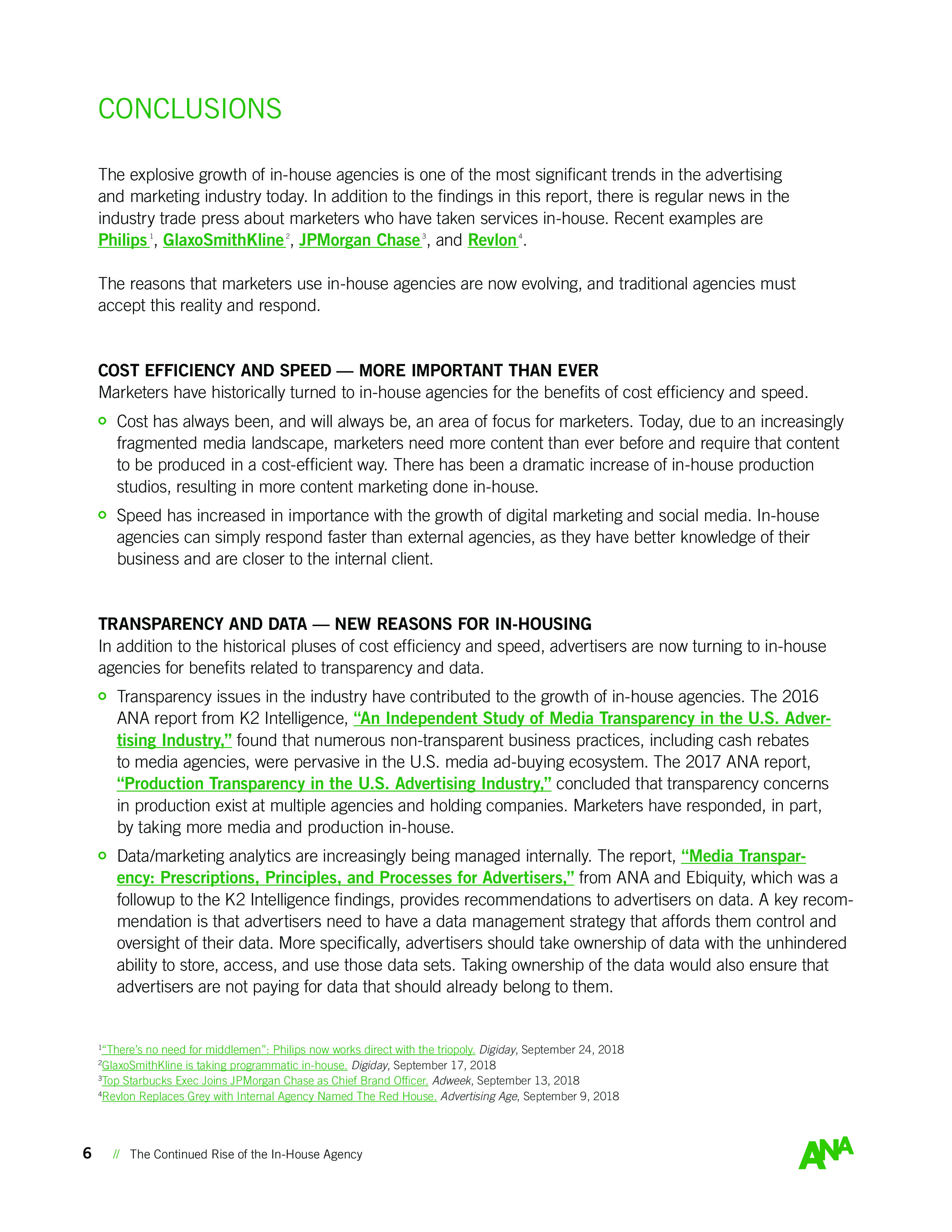 ANA:内部机构持续崛起