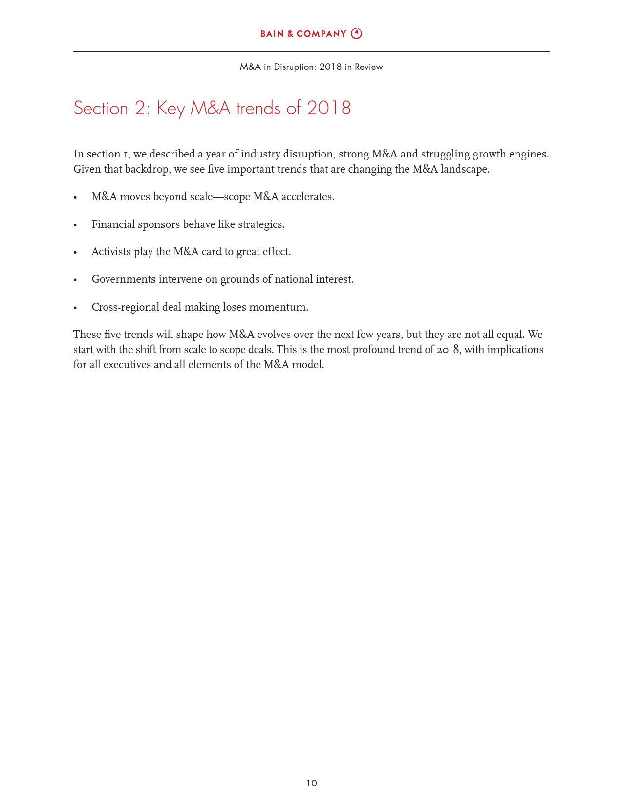 贝恩咨询:2018全球并购市场年度报告