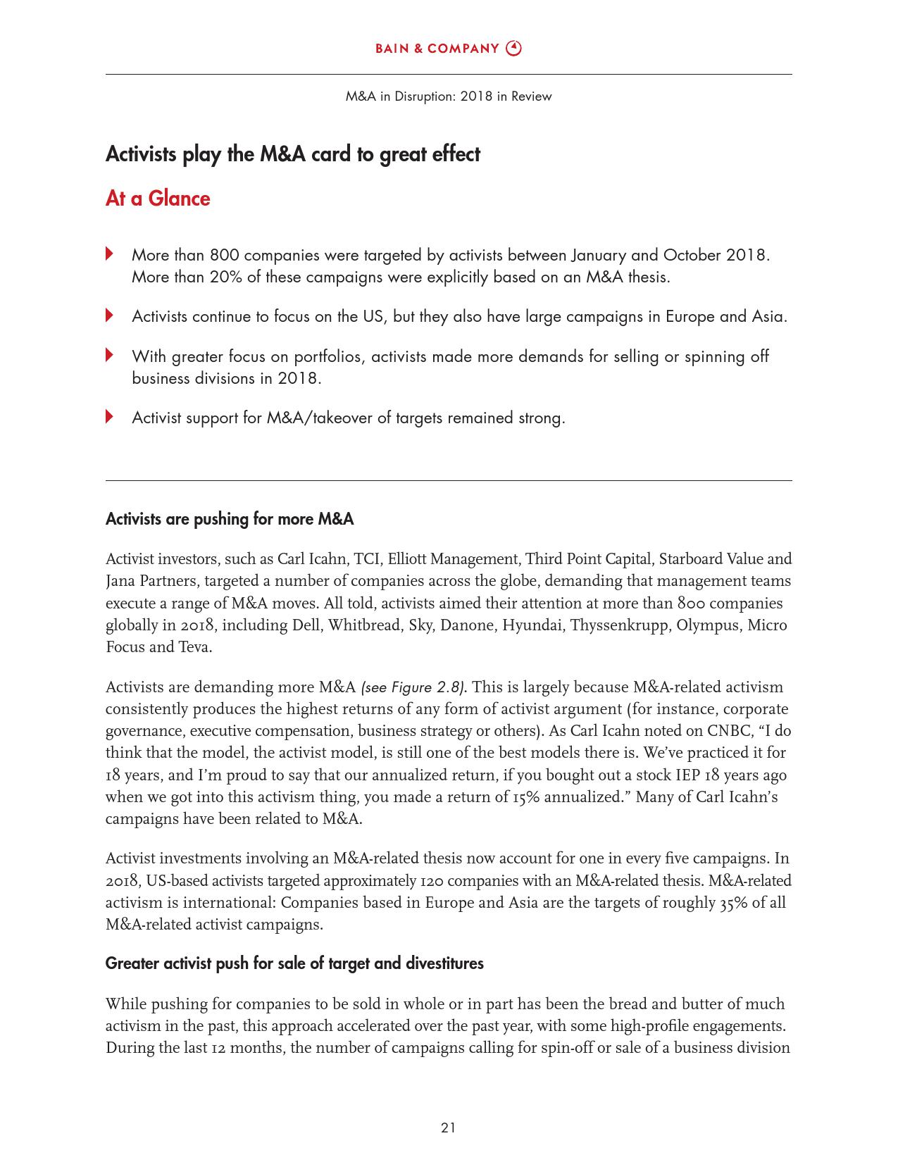 贝恩咨询:2018全球并购市场年度报告