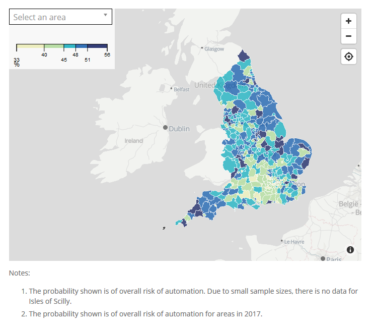 英国国家统计局:150万个工作岗位面临自动化的风险