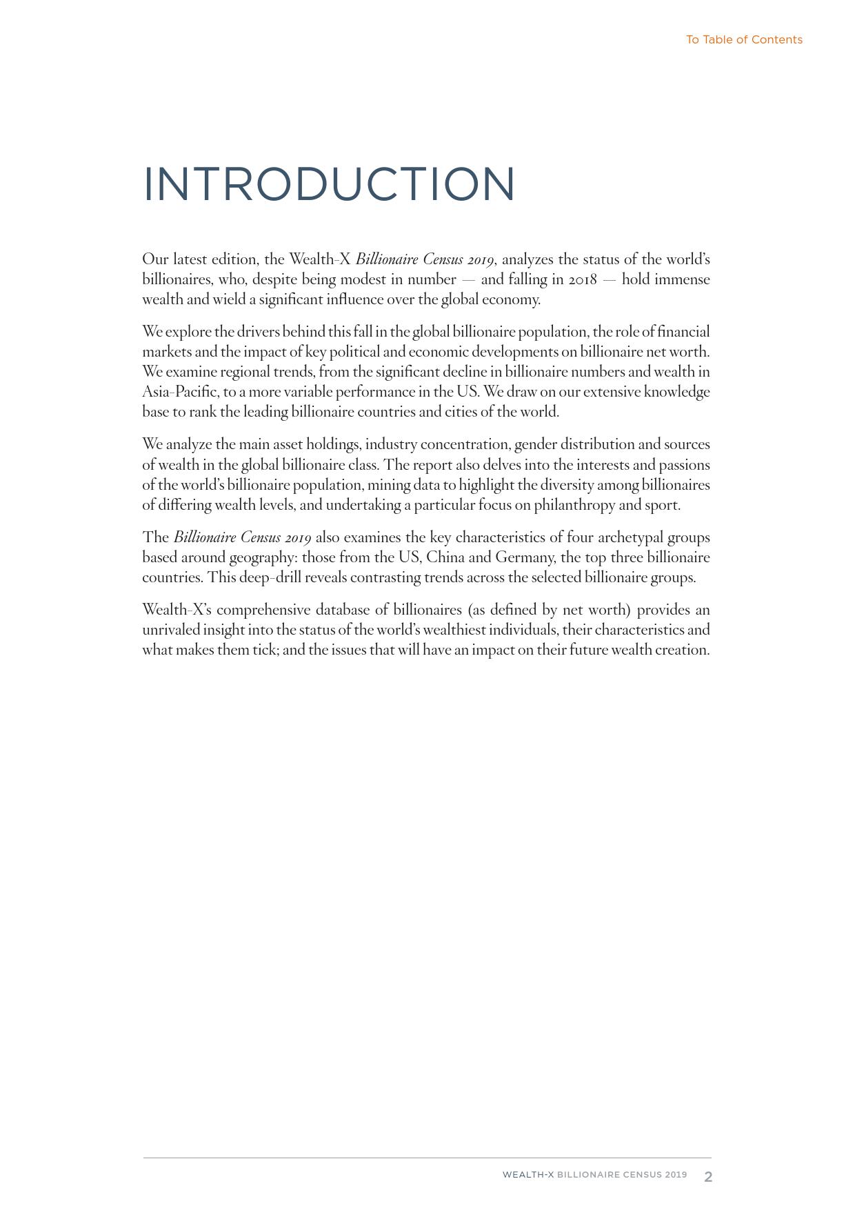 Wealth-X：2019亿万富豪人口普查报告
