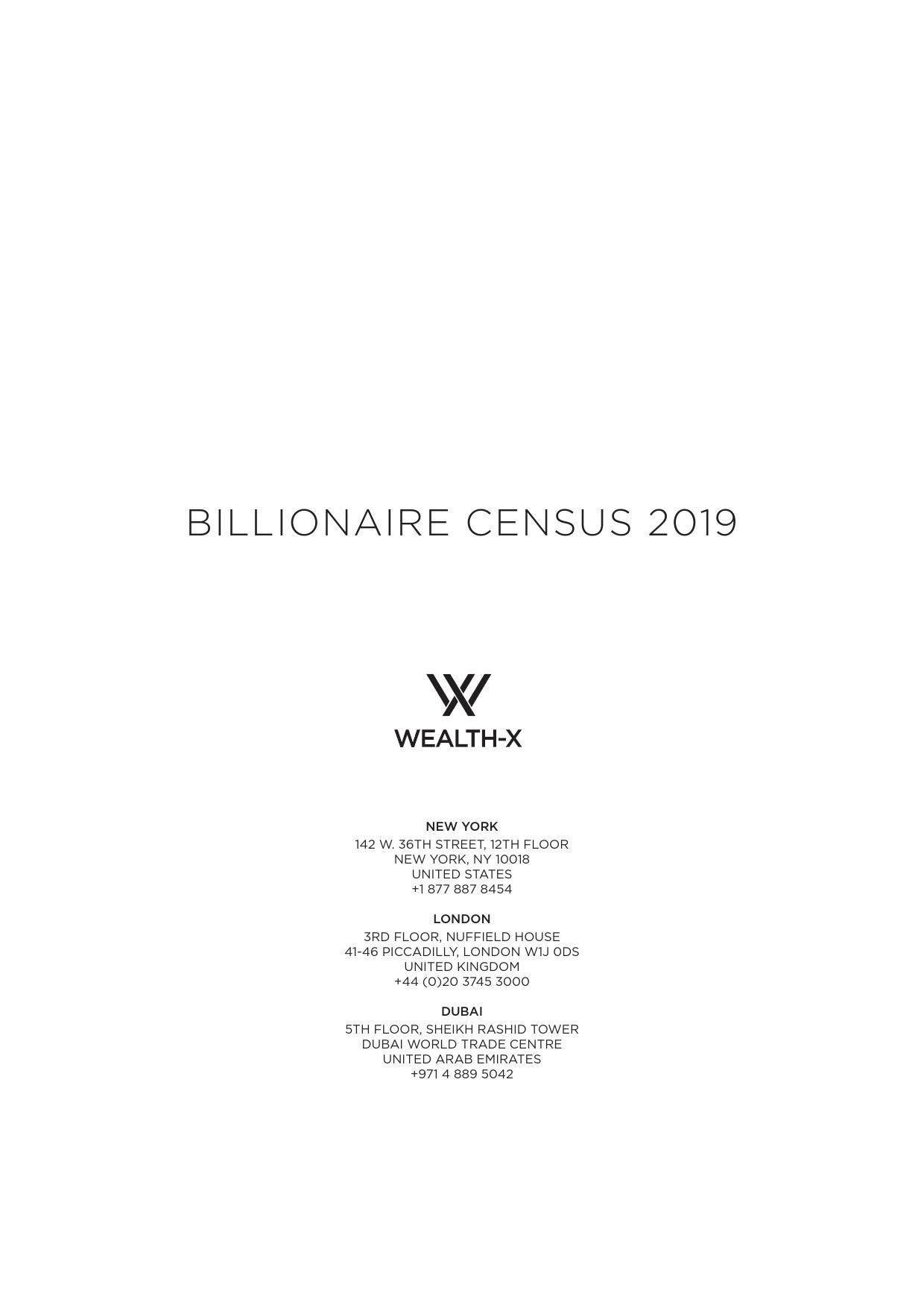 Wealth-X：2019亿万富豪人口普查报告