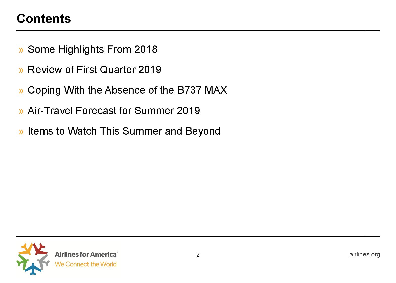 美国航空协会：预计2019年美国夏季航空客运量达2.57亿人次