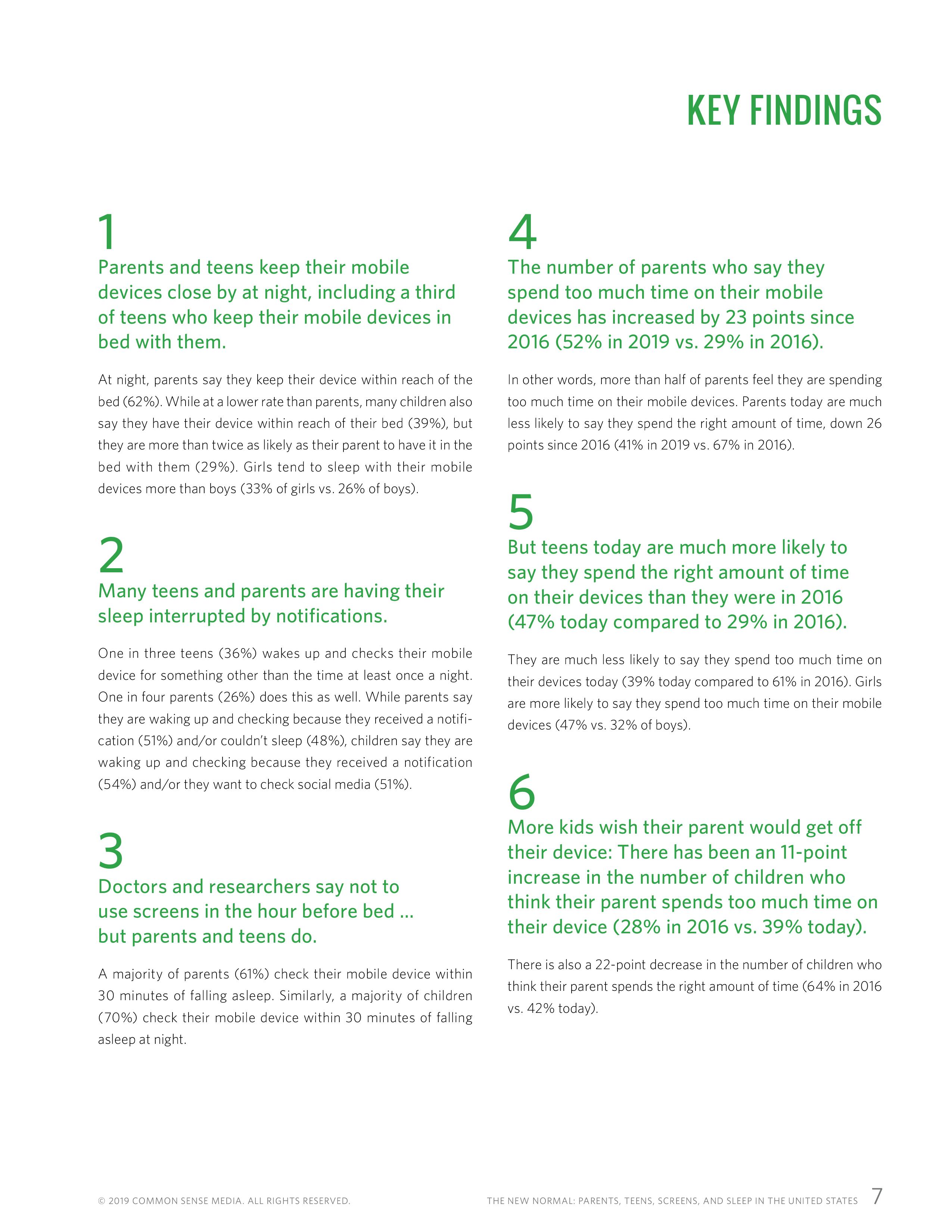 屏幕和睡眠:一份关于父母和青少年使用移动设备的报告