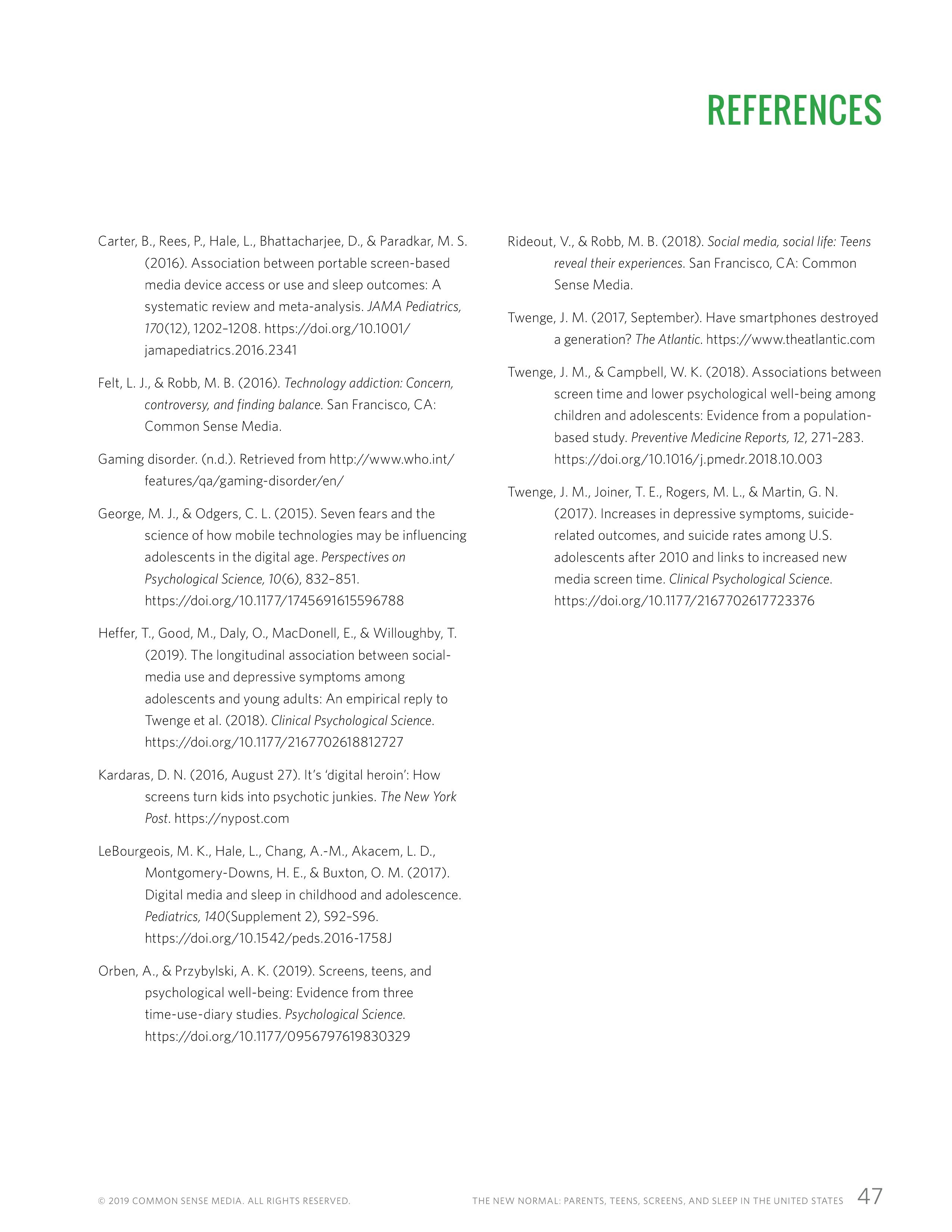 屏幕和睡眠:一份关于父母和青少年使用移动设备的报告