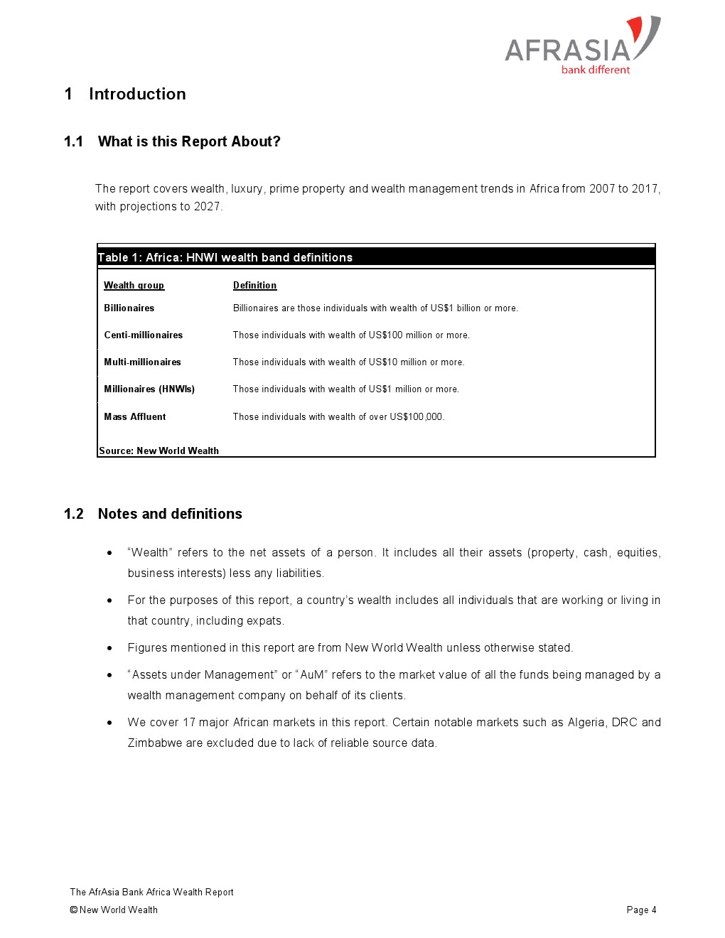 亚非银行:2018年非洲财富报告