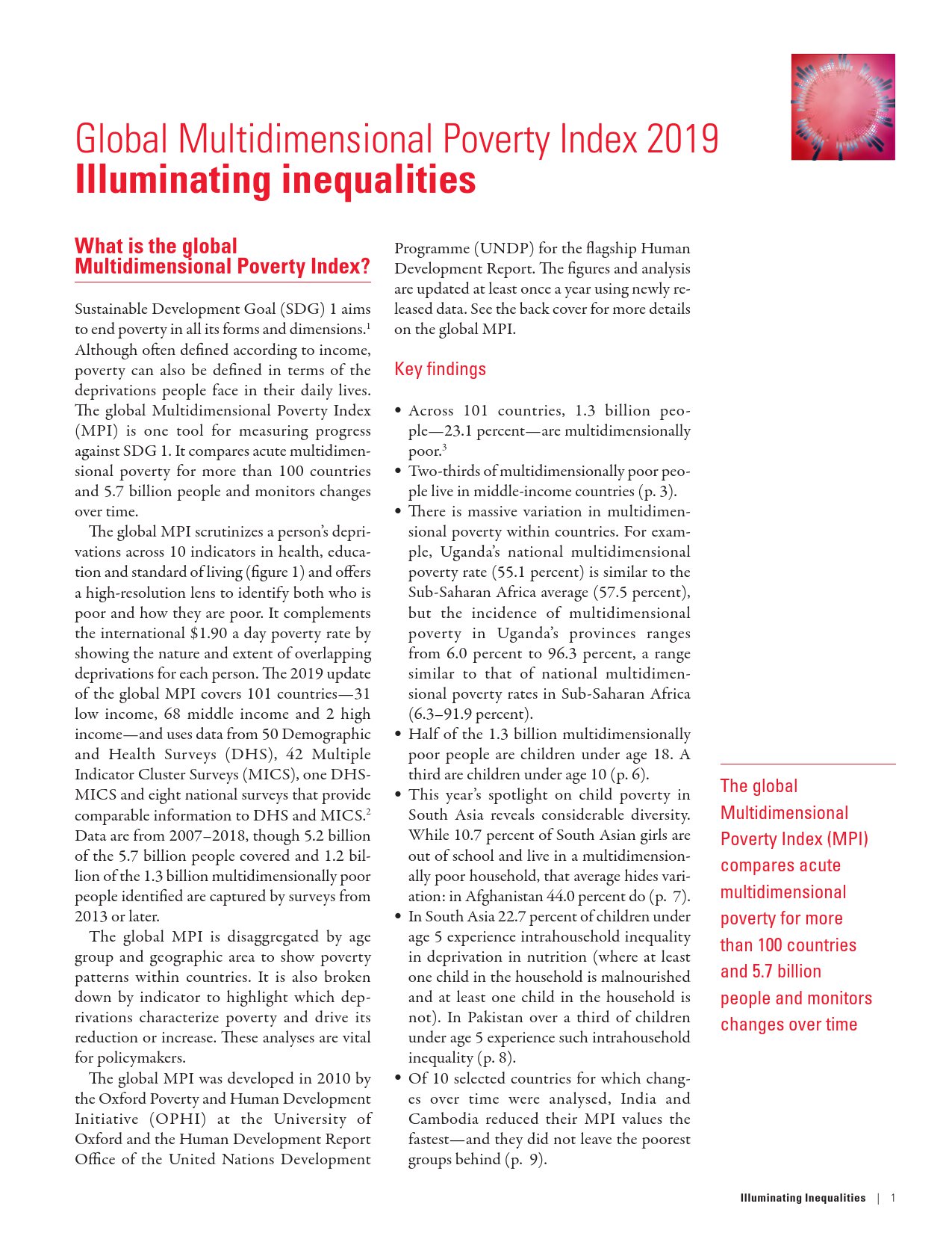 联合国开发署:2019年度全球多维贫困指数报告