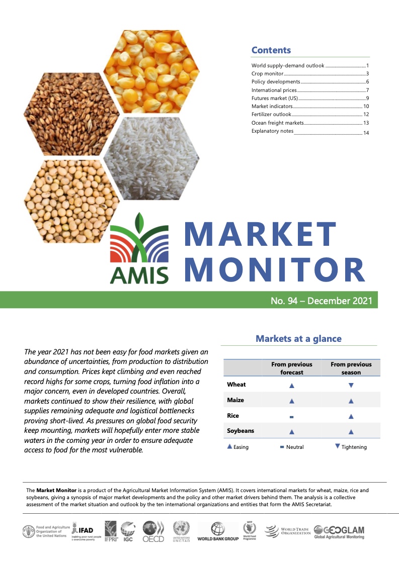 世界贸易组织WTO：最新全球主要粮食市场信息月度报告
