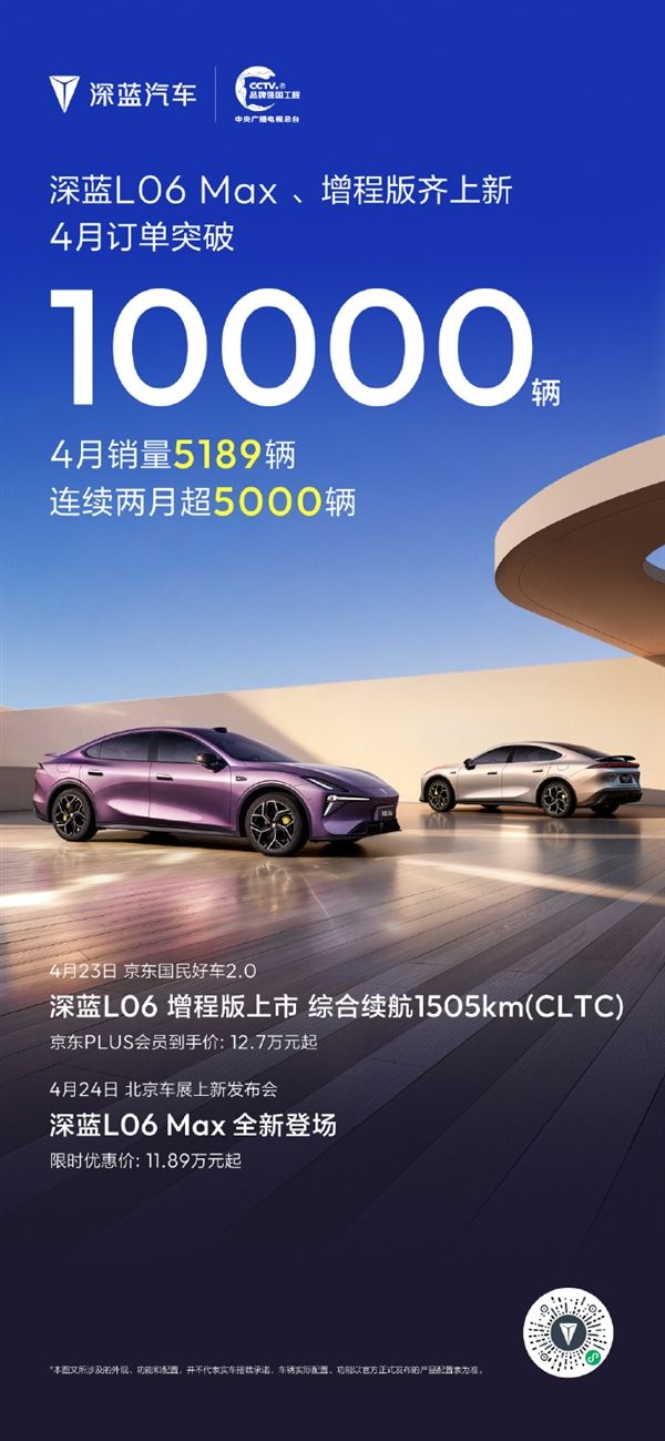 深蓝汽车4月销量33187辆 全球交付破80万辆
