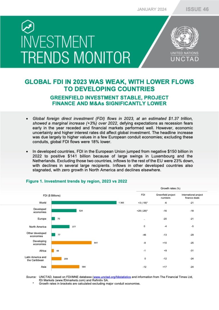 UNCTAD:2023年全球投资趋势观察 | 互联网数据资讯网-199IT | 中文互联网数据研究资讯中心-199IT
